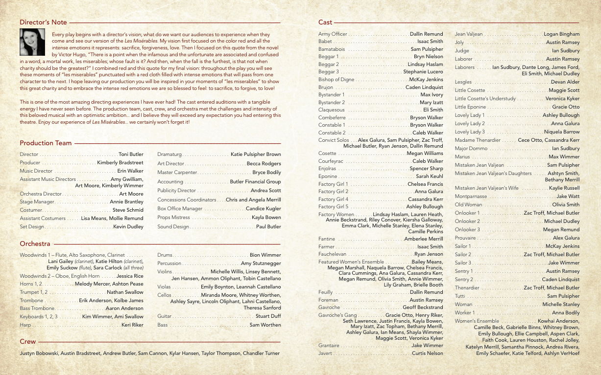 Les Miserables Program Inside