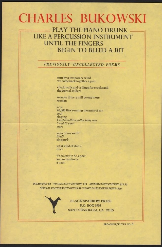 Play the piano drunk like a percussion instrument until the fingers begin to bleed a bit bukowski, charles on amazon.com. Ø¯Ø§ÙÙÙØ¯ Ú©ØªØ§Ø¨ Play The Piano Drunk Like A Percussion Instrument Until The Fingers Begin To Bleed A Bit