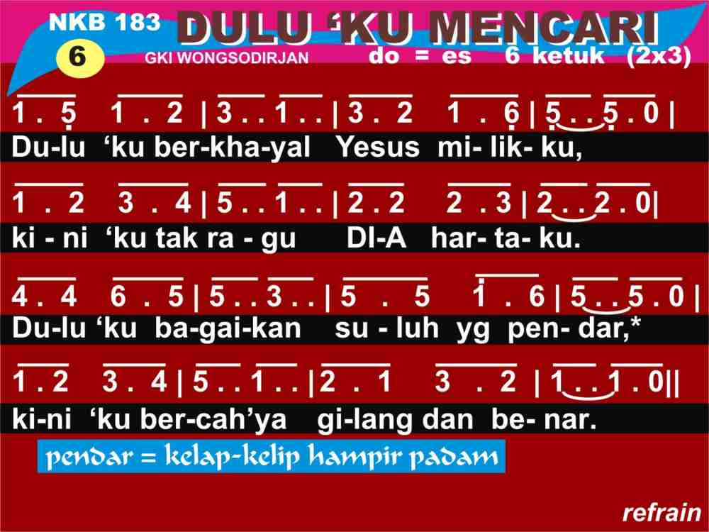 Bersyukurlah (haleluya ku memujimu tuhan) bastian panggabean key: KidungOnline.com - NKB 183 DULU KU MENCARI