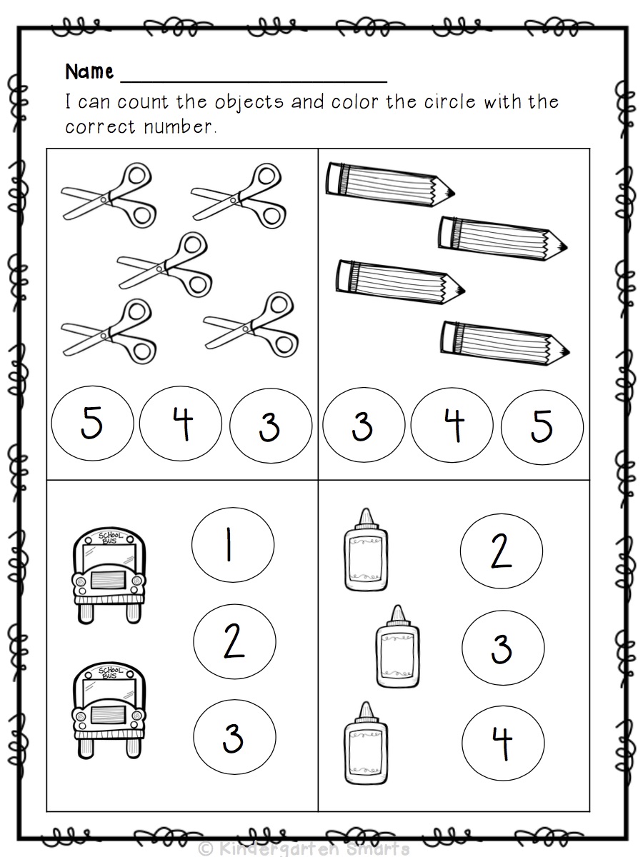 count objects worksheet kindergarten smarts