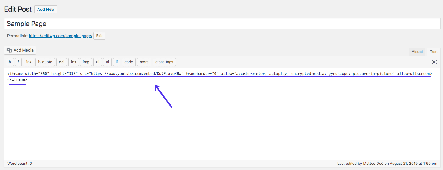 Using iframes with a plugin · step 1: WordPressサイトにiFrameコードを埋め込む方法（手動およびプラグインを使用）