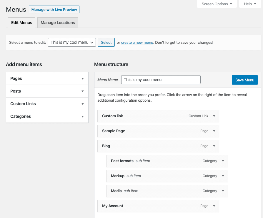 You can use the elementor nav menu widget (pro) or your theme to display these where needed. How To Create A Dropdown Menu In Wordpress In 5 Steps