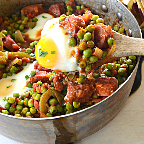 Peas Linguica and Eggs