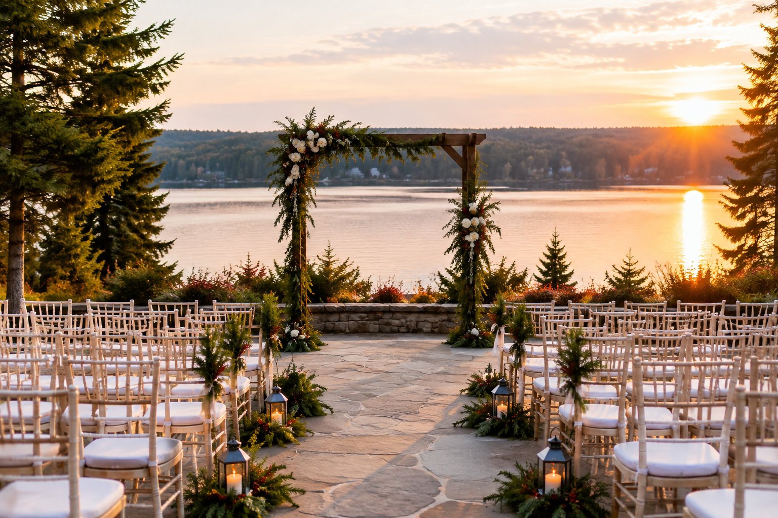 Holiday Wedding Venue Near the Lake: Festive Ideas