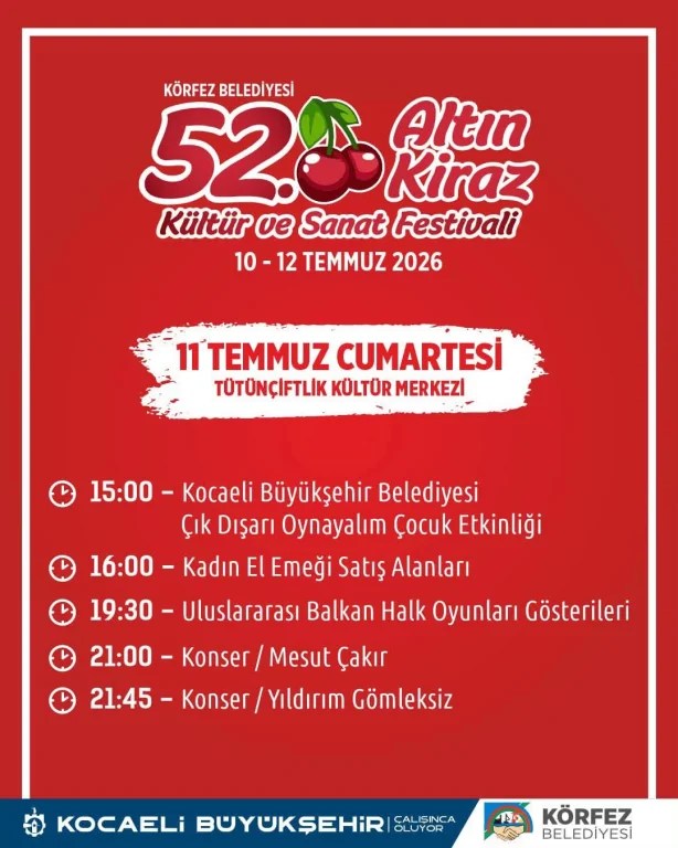 52. Altın Kiraz Festivali Körfez’de Başlıyor!