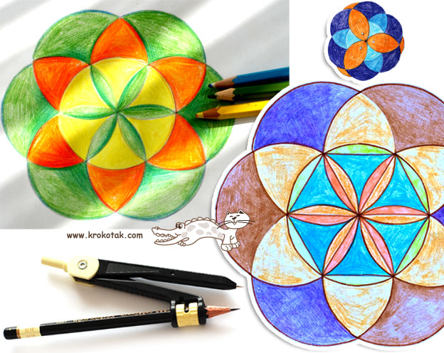 The pattern also appears in . Krokotak The Flower Of Life With A Pair Of Compasses