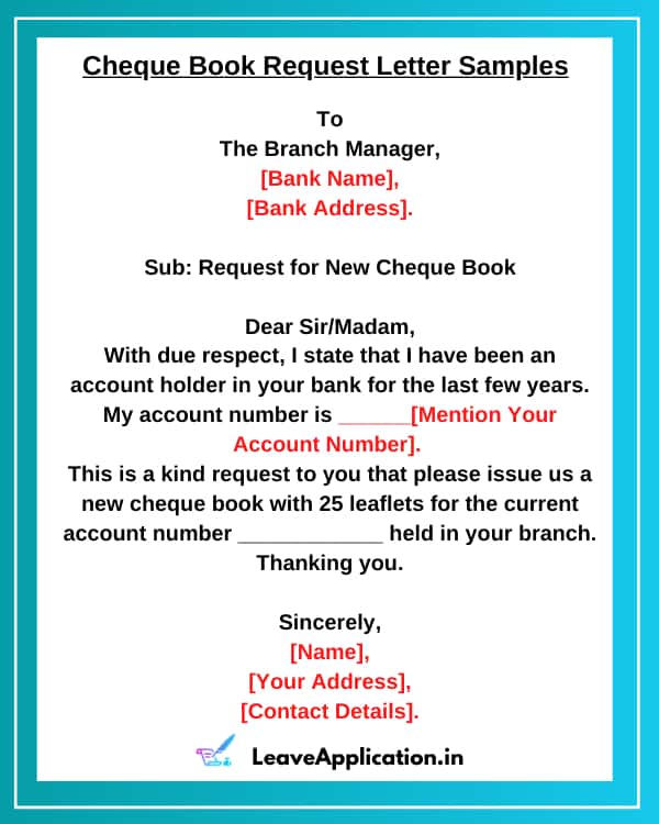 Job application cover letter tips. Application For Cheque Book Issue 10 Sample