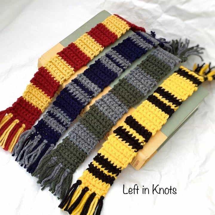 crochet harry potter inspired bookmarks free pattern left in knots