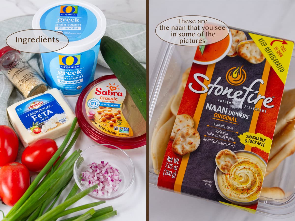 ingredients on left and the package of naan on right.