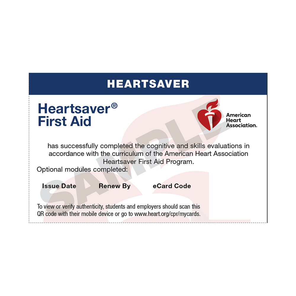 2025 AHA Heartsaver® First Aid eCard - LifeTek Inc
