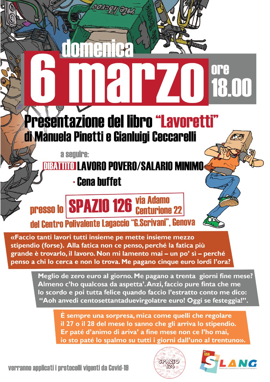 Unione Sindacale Di Base. Il Sindacato Che Serve! Federazione Della Liguria: Genova. Domenica 6 Marzo Presentazione Del Libro "Lavoretti" 1280_x_905_jpg