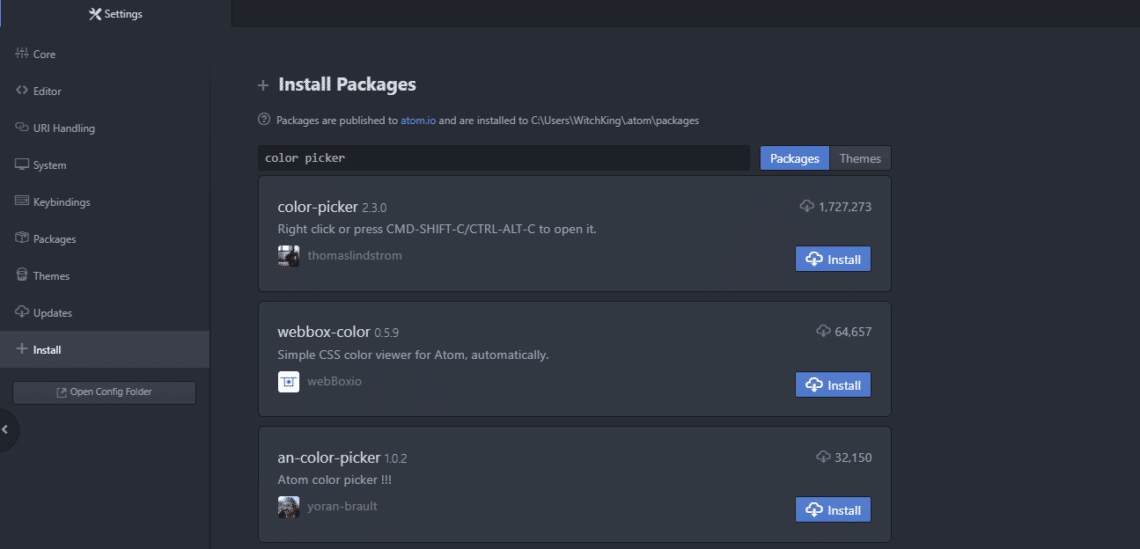 Color Picker In Atom Editor