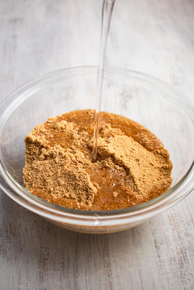 Graham cracker crumbs with coconut oil make the perfect pie crust