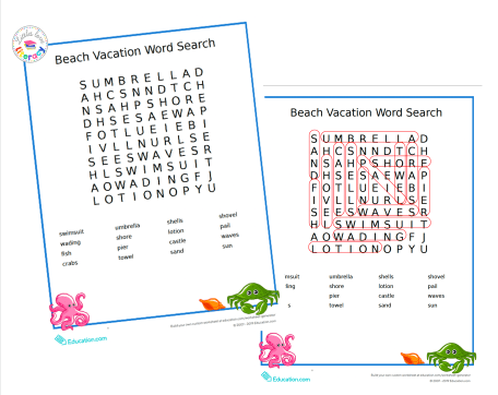 free beach word search for kids littles love learning