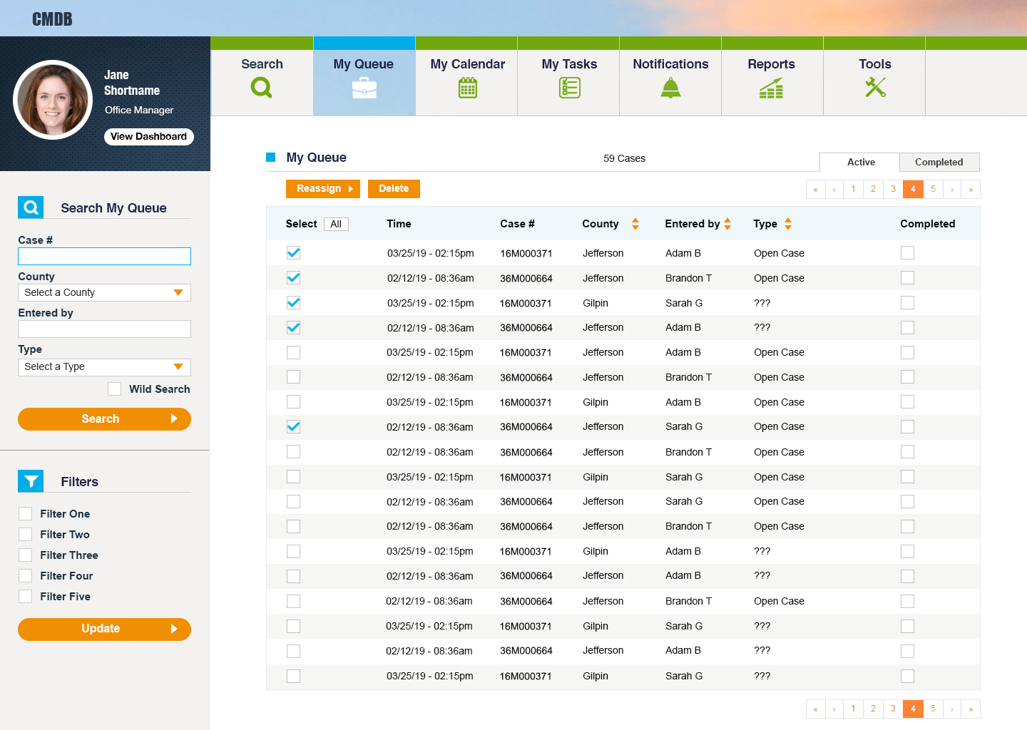 Case management system User Interface Liu’s Creations
