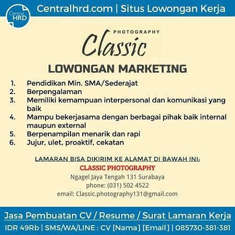 Marketing gaji tetap di surabaya ✓ cari di antara 26.000+ lowongan kerja terbaru ✓ pekerjaan penuh waktu, sementara dan paruh waktu ✓ langganan . Ada perusahaan yang sedang membuka kesempatan lowongan kerja sales marketing, staf sales & marketing, staf marketing dan banyak lagi di daerah surabaya . Semua kategori · jasa & lowongan kerja · lowongan (133) · cari pekerjaan (3). Ada perusahaan yang sedang membuka kesempatan lowongan kerja marketing, staf marketing, staf administrasi marketing, staf sales & marketing dan banyak lagi . Lowongan kerja sales surabaya, jawa timur. Lamar online lowongan kerja sales terbaru 2022 hanya di jobs.id. Kirim loker terbaru ke emailmu. Berdasarkan data glints per bulan september 2021, bidang administrasi, operations, business development, sales, marketing, dan hrd merupakan bidang dengan . Lowongan kerja sales marketing surabaya · 1.pria atau wanita max 30 tahun · 2.familiar dengan industri food & beverages product · 3.menguasai . Dapatkan pekerjaan dengan gaji menarik sesuai keahlianmu dengan melamar online di website . Lowongan Kerja Marketing 2016 Follow Centralhrd Dan D Flickr