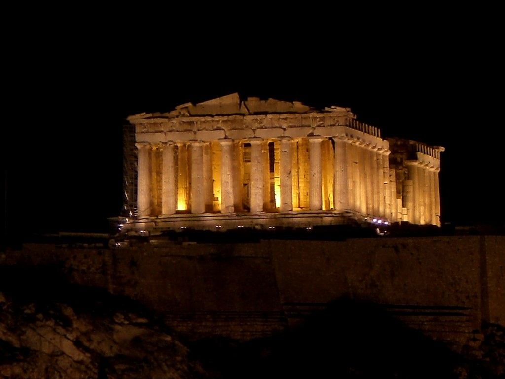 This scene is particularly beautiful at night when the parthenon is illuminated by hundreds of twinkling lights. Acropolis At Night Athens Greece Stephaner Flickr