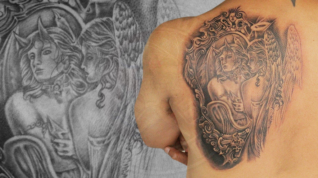 Realism Angel Devil Tattoo | Realism Angel Devil Tattoo Desi… | Flickr 576_x_1024_jpg