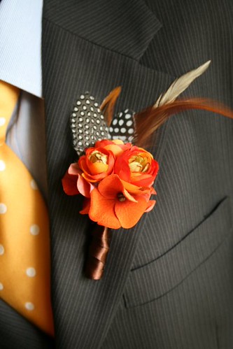 Our bridal bouquets are an affordable alternative to the high price of fresh wedding . Fall Boutonniere | orange blossoms wrapped with velvet