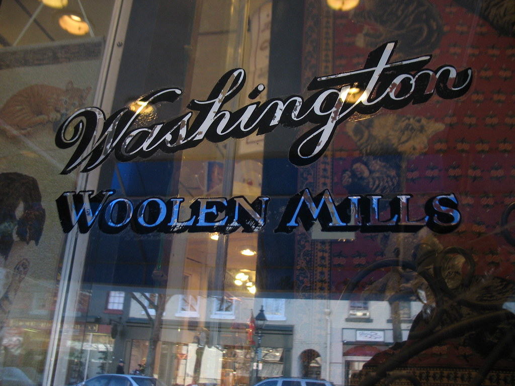 Please note the new address: Washington Woolen Mills | In Fredericksburg, at what's now