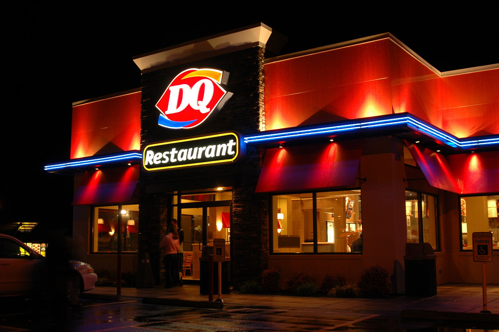 A canvas awning provides cover for the outdoor kitchen, but the space is now opened up and better suited relaxing and entert. Exterior Restaurant Upgrade | Franchise Remodel | Dairy Qu
