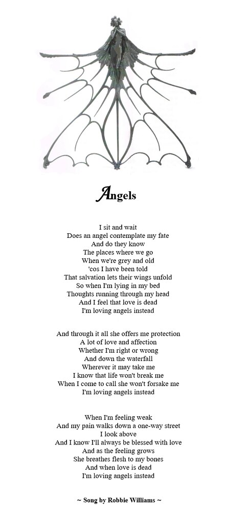 The song became an international hit, reaching the top of the charts in austria, poland, germany, hungary, italy, the netherlands, and top five positions in countries such as denmark. Lyrics Of The Song Angels By Robbie Williams Lyrics From Flickr
