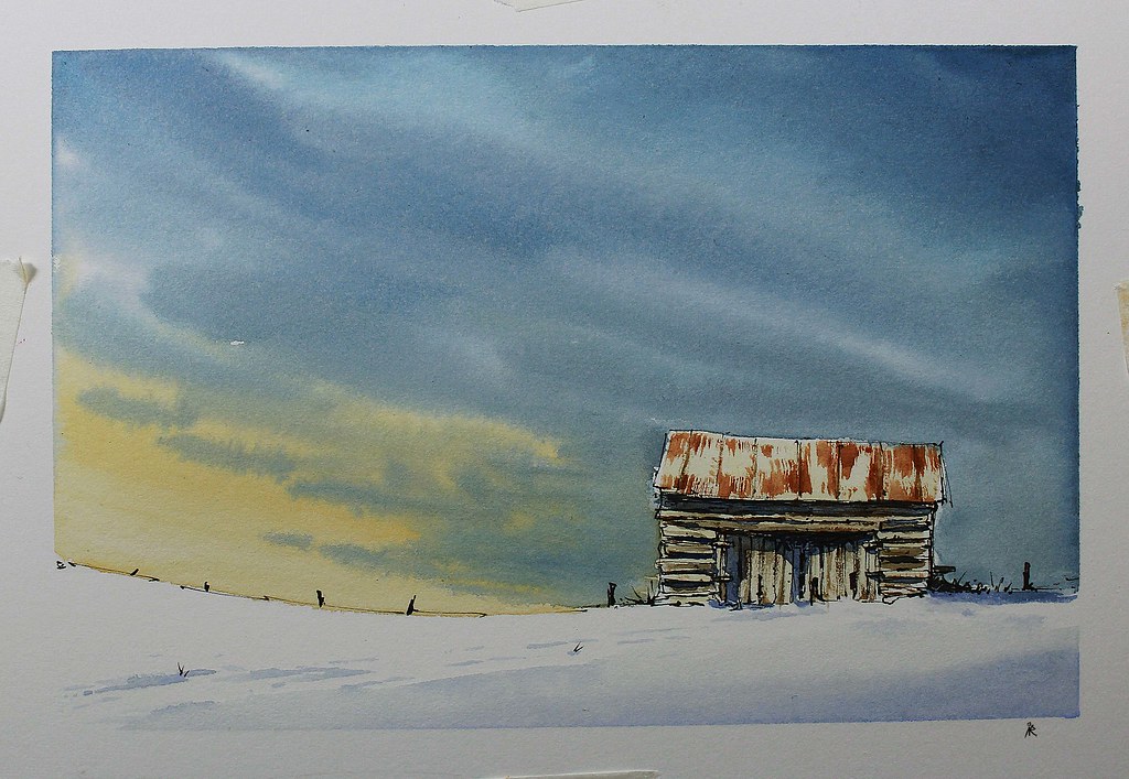 Kids and beginners alike can now draw a great looking winter scene. Sketch Winter Scene Line And Wash By Nil Rocha Channel Vid Flickr