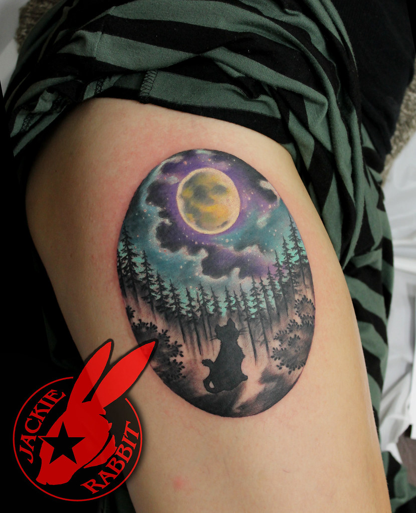 Cat Tree Forest Silhouette Moon Night Sky Tattoo By Jackie… | Flickr 1023_x_830_jpg