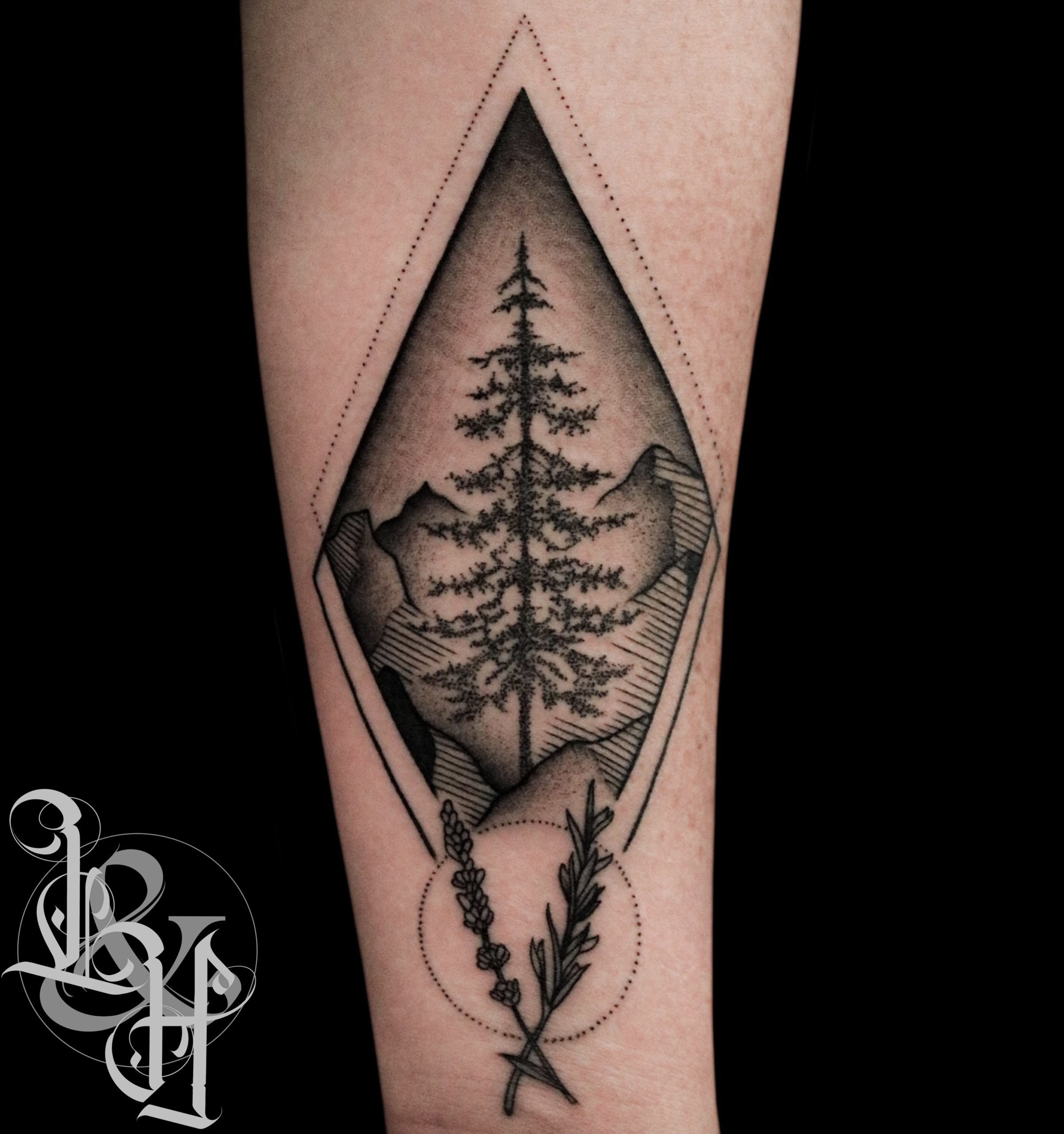Black And Grey Diamond Outdoor Scene Tattoo - Love N Hate 2560_x_2402_jpg