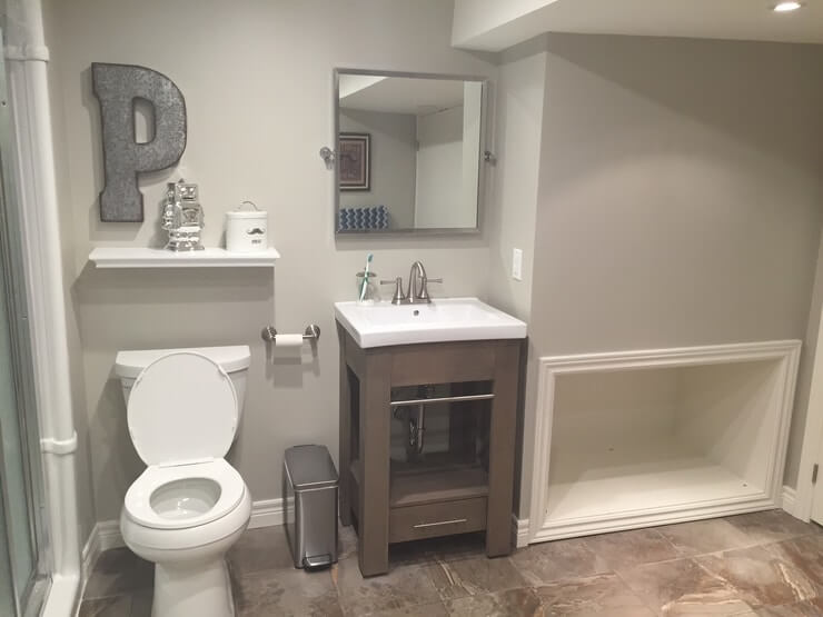 It might take 2 hours. convert laundry room to bathroom - shannon-dobrushin