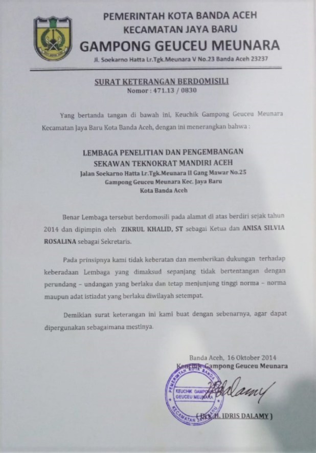 Surat Domisili LP2STM