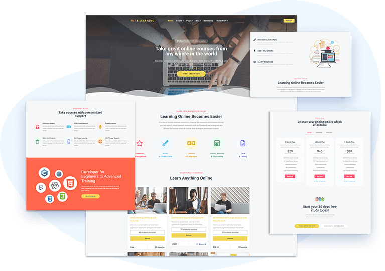 10 good learning management system wordpress templates & themes. Lt Elearning Free Education Wordpress Themes