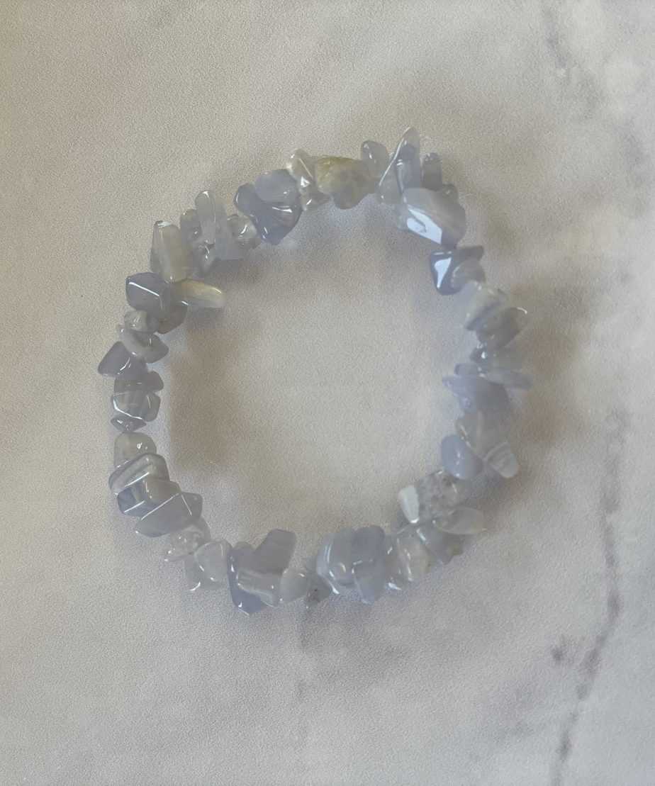 Blue Lace Agate chip bracelet Luxe Crystals