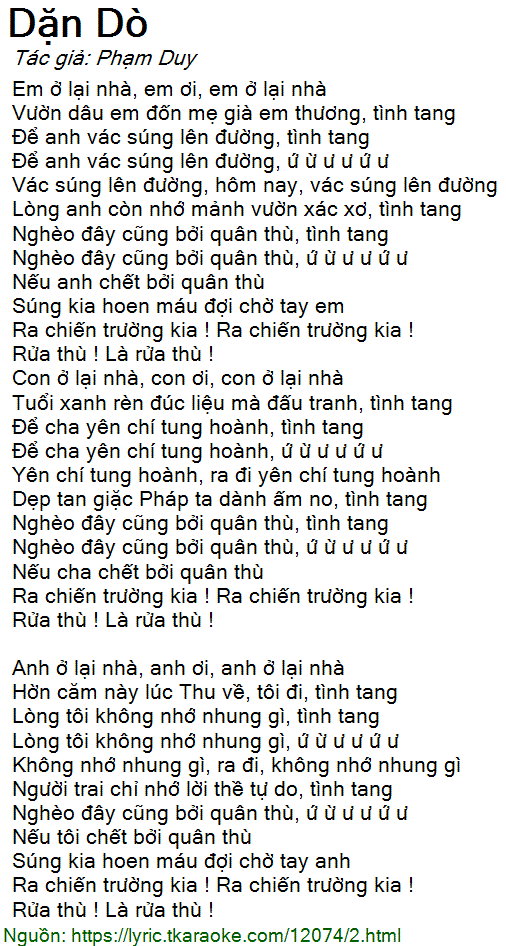 Mùa vẫn đi qua, qua hết những mùa đông. Lá»i bÃ i hÃ¡t Dáº·n DÃ² (Pháº¡m Duy) cÃ³ nháº¡c nghe