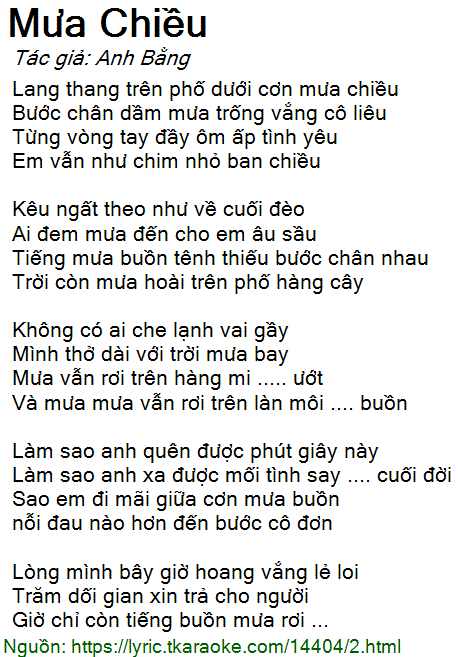 Đêm nay thu sang cùng heo may. Lá»i bÃ i hÃ¡t MÆ°a Chiá»u (Anh Báº±ng) cÃ³ nháº¡c nghe