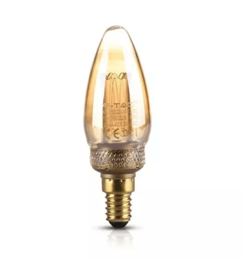 Vt 2152 2w Led Art Filament Candle Bulb Amber Glass 1800k E14 M Electric Led Rasvjeta Web Shop Sarajevo