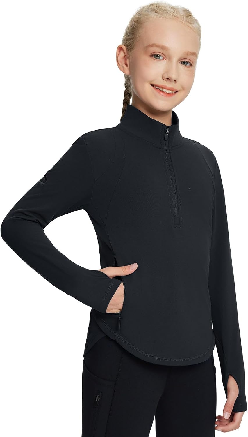 BALEAF Girls Fleece Long Sleeve Shirts, Fall Jacket Half Zip Sweatshirts Horse Riding Thermal Coat Kids BALEAF Girls Fleece Long Sleeve Shirts, Fall Jacket Half Zip Sweatshirts Horse Riding Thermal Coat Kids
