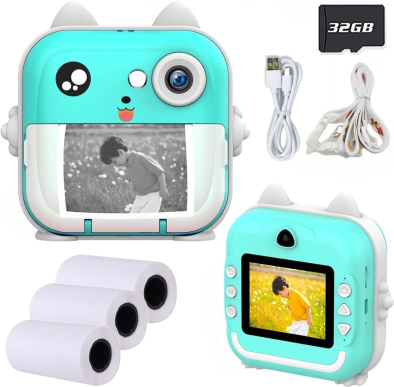 Kids Camera Instant Print Camera for Kids Photo Cameras, Boys Gift Toy Camera for Christmas Birthday Holiday(Blue, 32GB) Kids Camera Instant Print Camera for Kids Photo Cameras, Boys Gift Toy Camera for Christmas Birthday Holiday(Blue, 32GB)