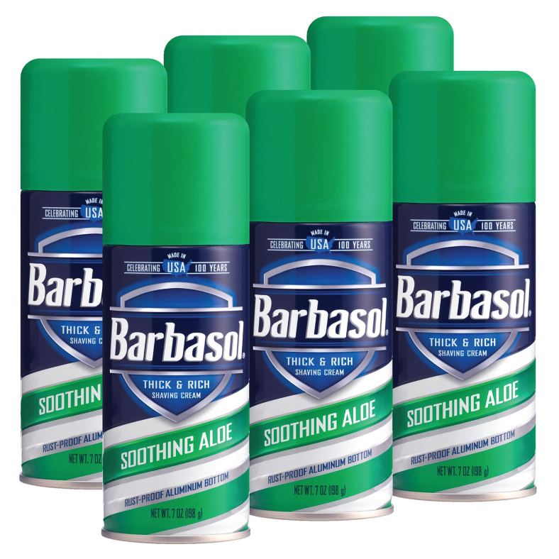 Barbasol Soothing Aloe Thick and Rich Shaving Cream, 7 Ounce, Pack of 6 Barbasol Soothing Aloe Thick and Rich Shaving Cream, 7 Ounce, Pack of 6