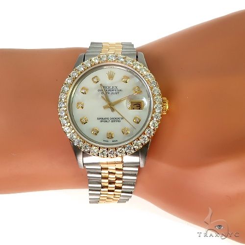 Rolex Two Tone Datejust 36mm Diamond Bezel Watch 66521 Mens Diamond Rolex Watch Collection Two Tone 18k Yellow Gold And Stainless Steel Round Cut 3 25 Ct