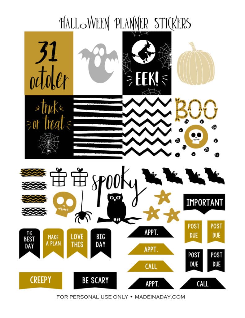 october halloween free printable planner stickers made