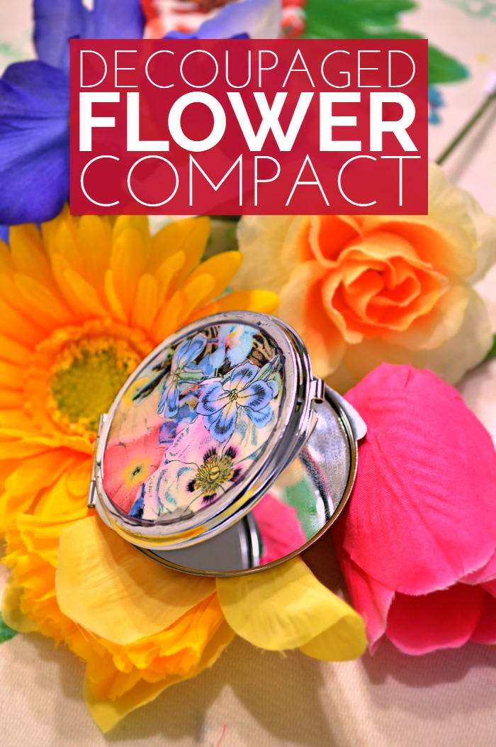 DECOUPAGED FLOWER COMPACT Handmade Gifts Mad in Crafts