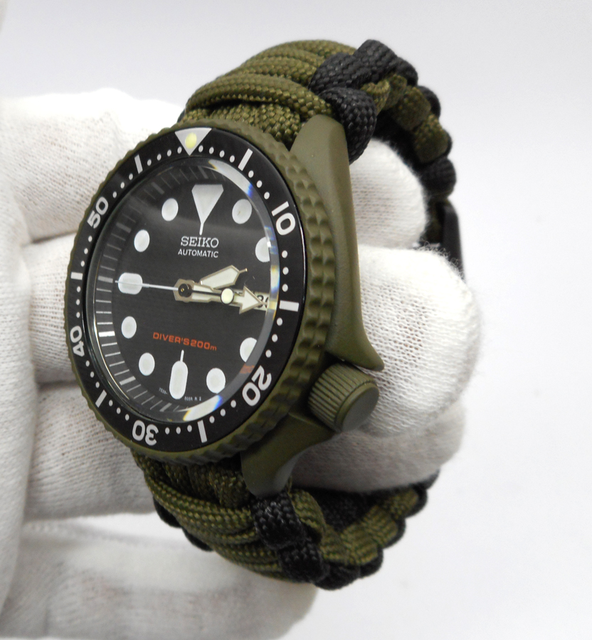 PRE-SALE Seiko MOD 7S26 SKX007 OD Green Cerakote military free paracord  strap