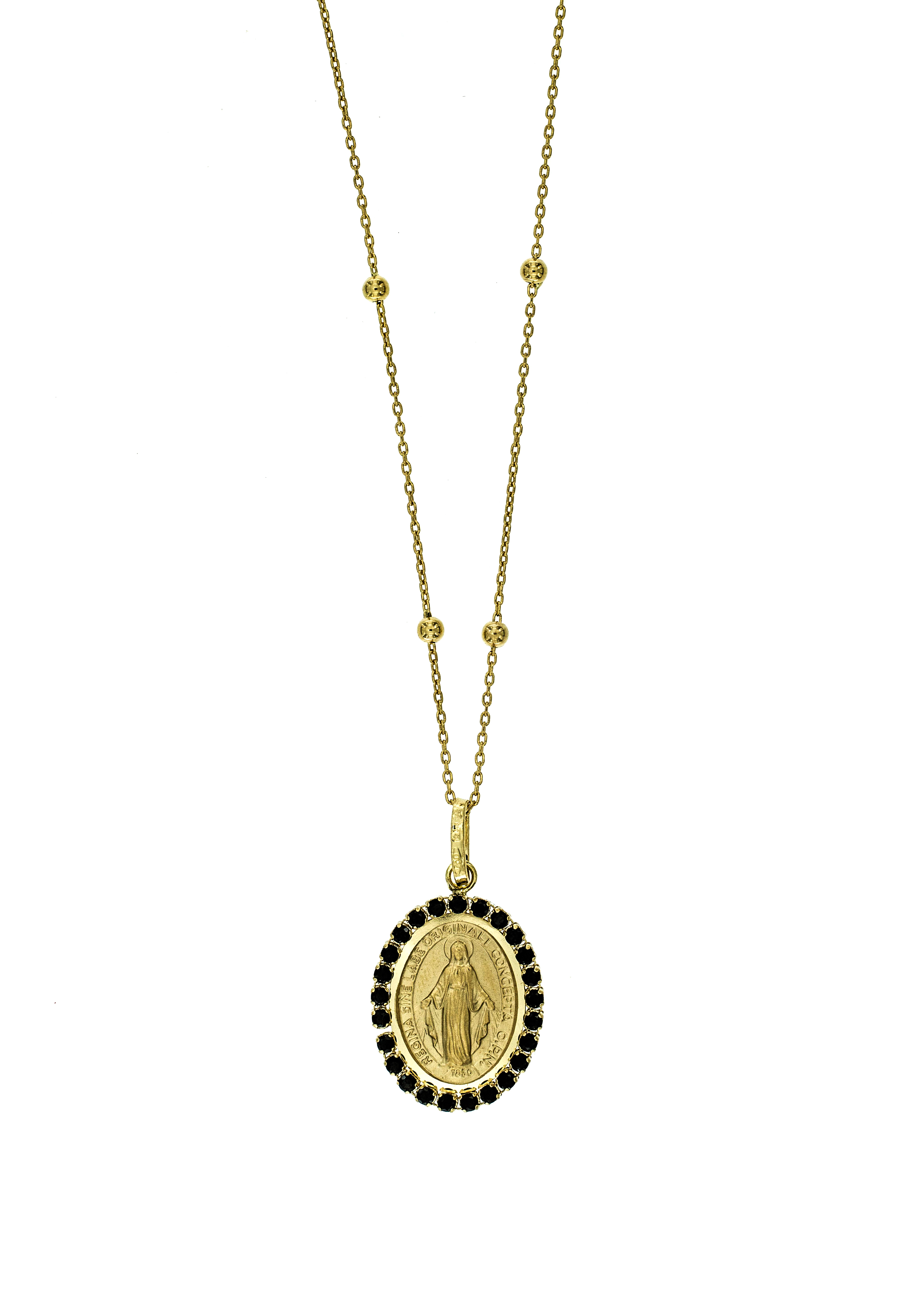 Collana Madonnina Con Ciondolo A Goccia - Acciaio Inossidabile Dorato, Con Strass - Regalo Donna Cattolica, Gioiello Devozionale
