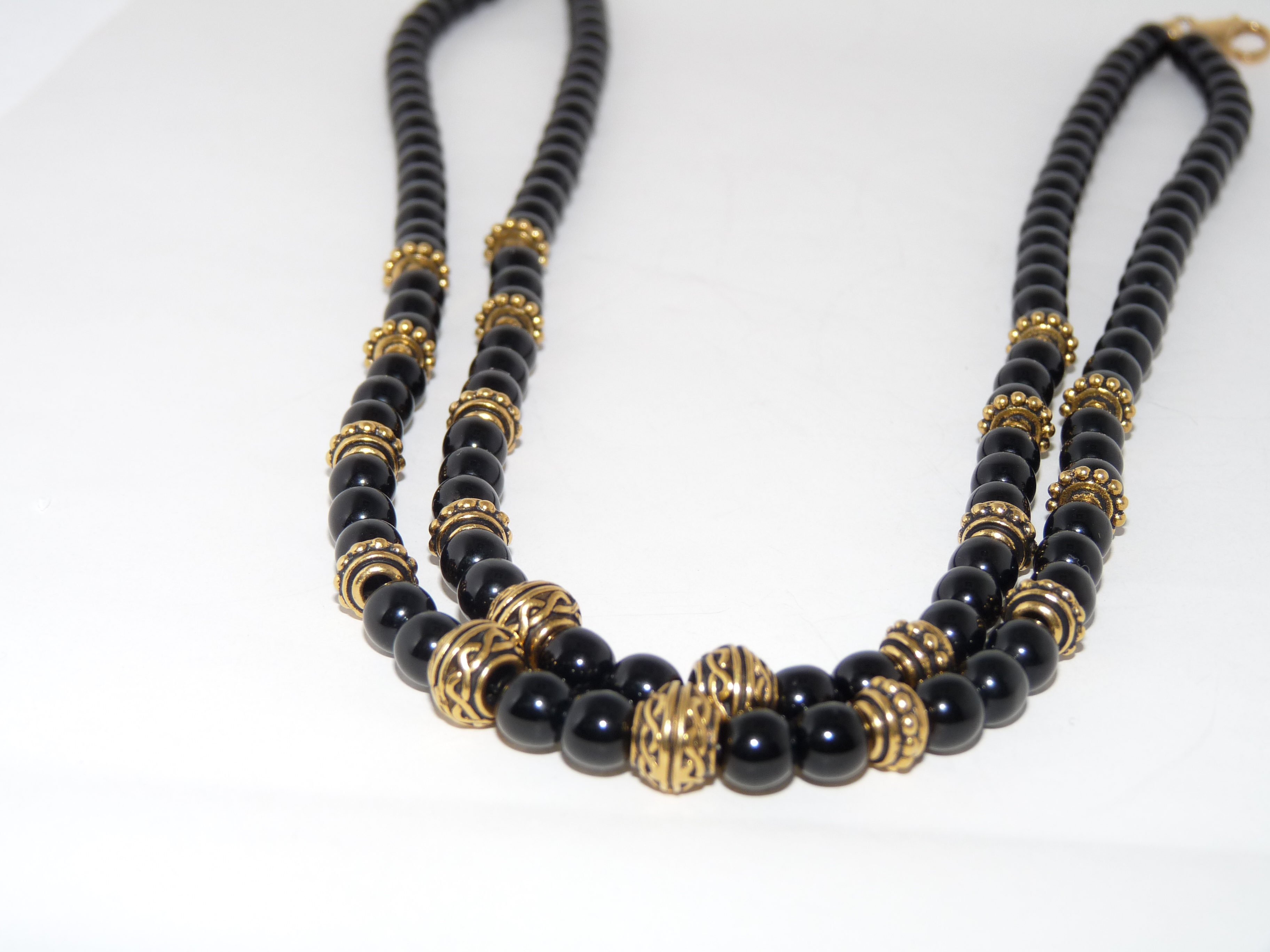 Set Collana E Orecchini In Onice Nero – Fatto A Mano, Argento Placcato, 18 Pollici, Nuovo