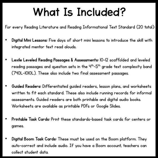 5th grade reading comprehension curriculum full year print digital