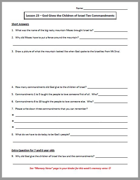 Ten commandments matching worksheet Ten commandments matching worksheet picture