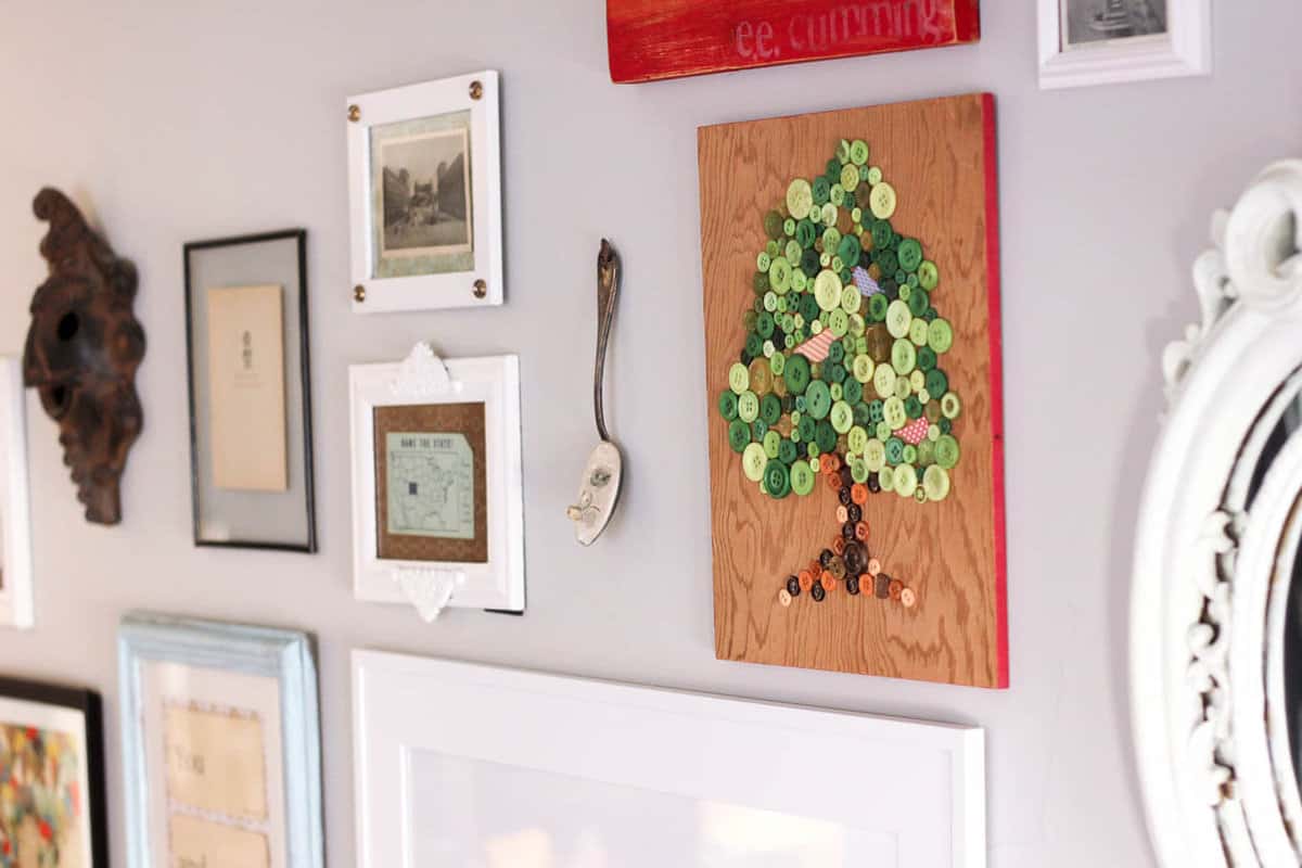diy wall art using buttons with printable template