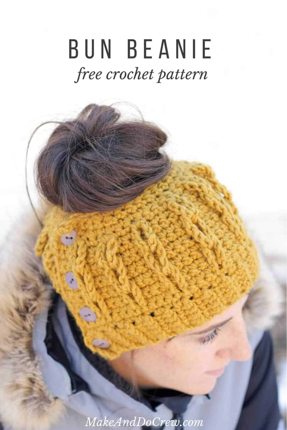 It is certainly a very cute pattern. Crochet Bun Beanie With Faux Cables Free Pattern And Video Tutorial