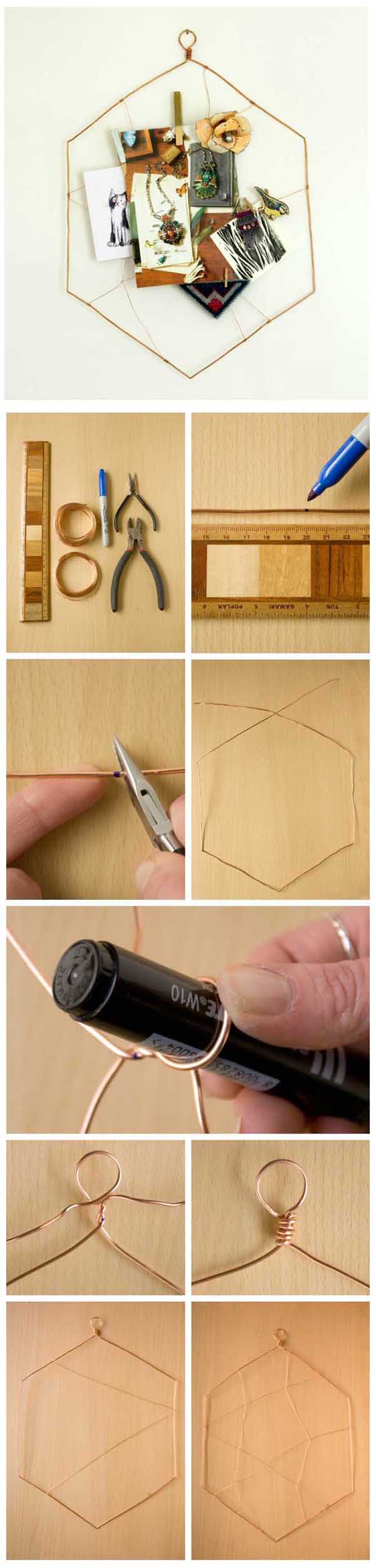 Copper Hexagon Memo Board DIY Make and Fable